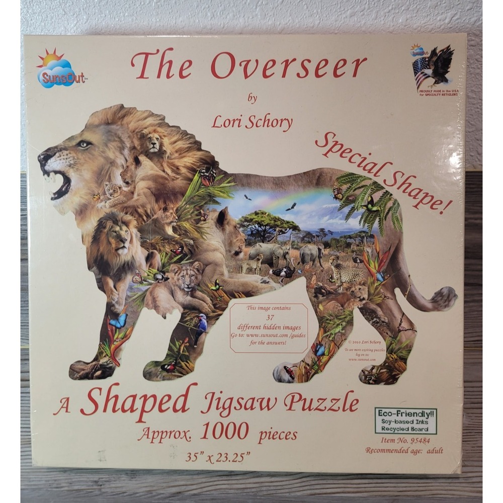 Puzzle Shaped Lion 1000pc. NEW SEALED Sunsout #95484 2010 Made USA